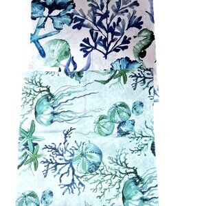 Set of 2 Costal core SeaLife animal/plant boho 100% cotton 19"x19" dish towels